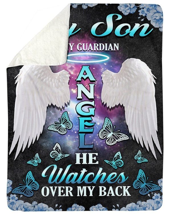 My Son Is My Guardian Angel He Watches Over My Back Fleece Blanket - Image 2