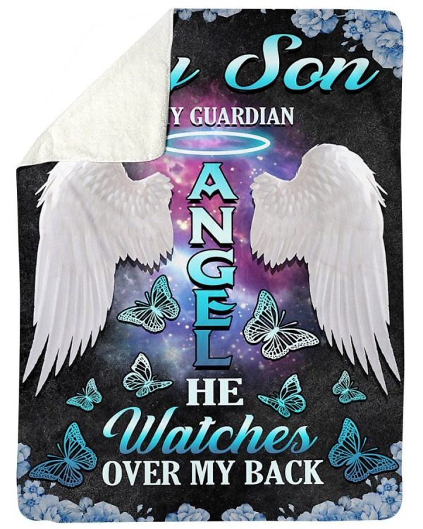 My Son Is My Guardian Angel He Watches Over My Back Fleece Blanket - Image 5