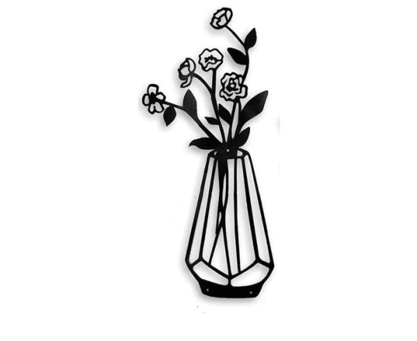 Metal Flowers Wall Decor Metal Wall Sculpture for Patio Balcony Black - Image 3