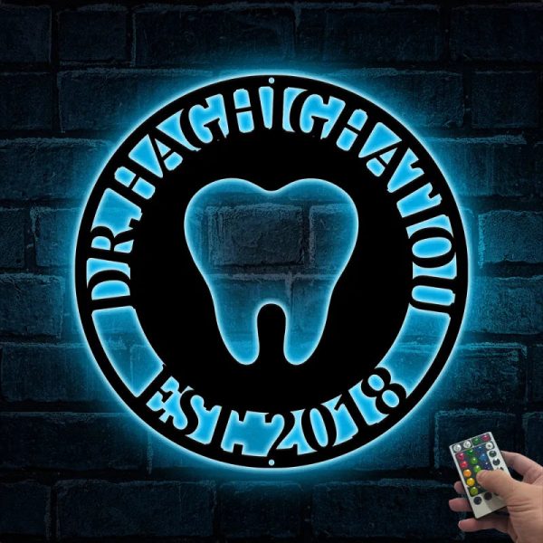 Custom Dental Clinic Metal Sign With Led Lights, Personalized Dentist - Image 2