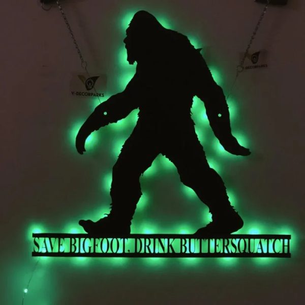 Personalized Bigfoot Sasquatch Monogram Family Name Metal Sign Led Lig