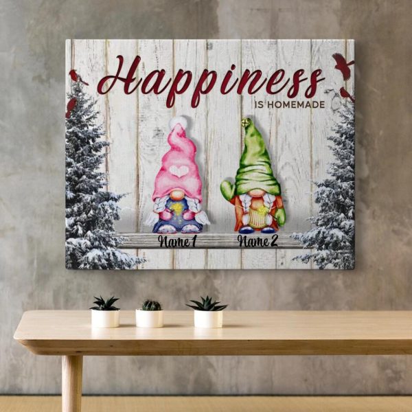 Personalized Canvas Prints Custom Name - Christmas Gnomies Happiness Is Homemade Dem Canvas - Image 3