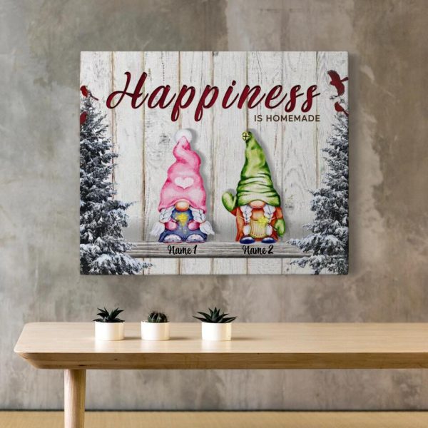 Personalized Canvas Prints Custom Name - Christmas Gnomies Happiness Is Homemade Dem Canvas - Image 4