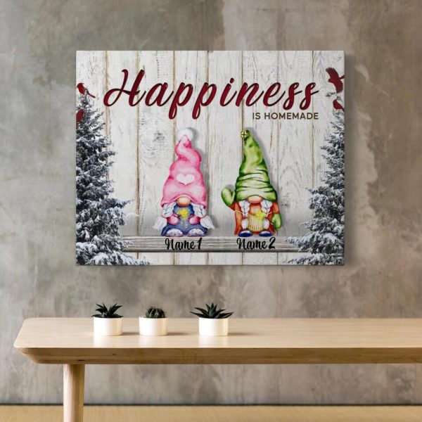 Personalized Canvas Prints Custom Name - Christmas Gnomies Happiness Is Homemade Dem Canvas - Image 5