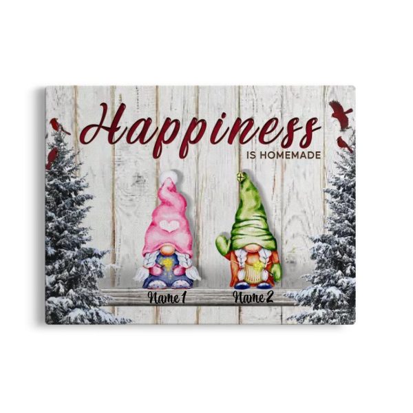 Personalized Canvas Prints Custom Name - Christmas Gnomies Happiness Is Homemade Dem Canvas - Image 7