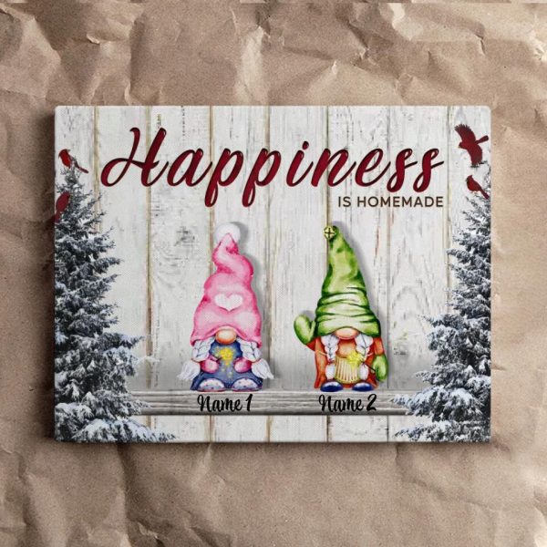 Personalized Canvas Prints Custom Name - Christmas Gnomies Happiness Is Homemade Dem Canvas