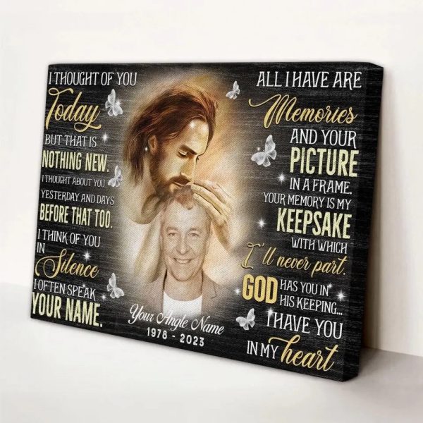 Personalized Canvas Prints, In The Arms Of God, Jesus Memorial Keepsake, Remembrance Gifts DemCanvas