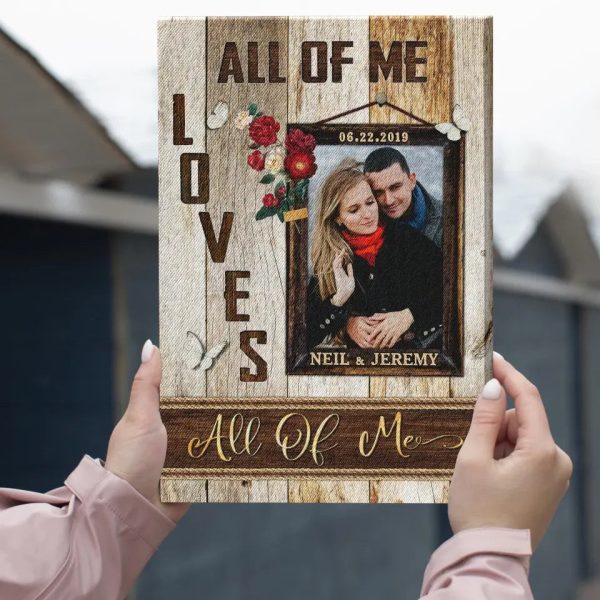 Personalized Canvas Prints, Custom Photo, Gift For Couple, Happy Wedding Anniversary Gift For Husband And Wife, All Of Me Love All Of You Dem Canvas - Image 5