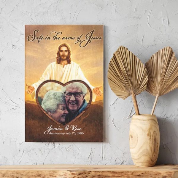 Personalized Safe In The Amrs Of Jesus Canvas, Custom Memorial Wall Art, God Canvas And Poster, Memorial Poster, Christian DemCanvas - Image 5