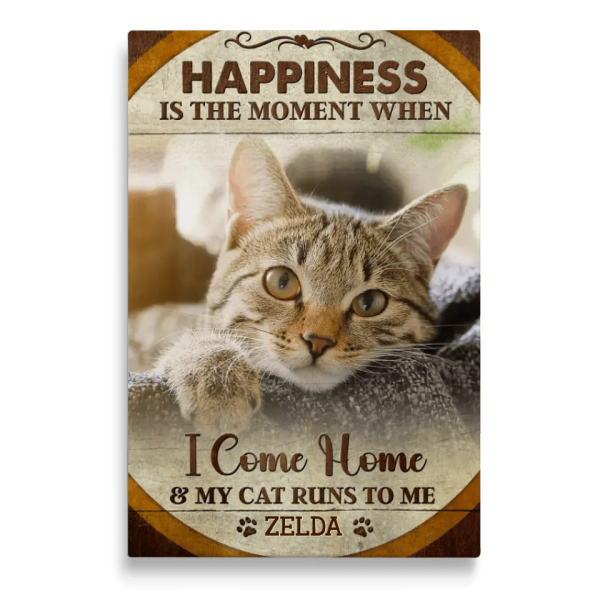 Personalized Canvas Prints, Custom Photo, Pet Photo Gifts, Happiness Is The Moment Wall Art Decor, Gifts For Cat Lovers Dem Canvas - Image 7