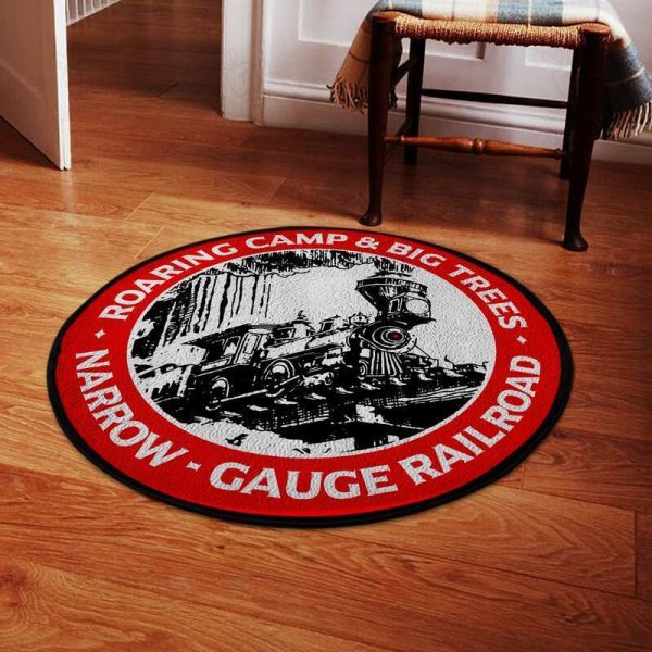 Ngrw Living Room Round Mat Circle Rug Narrow Gauge Railway