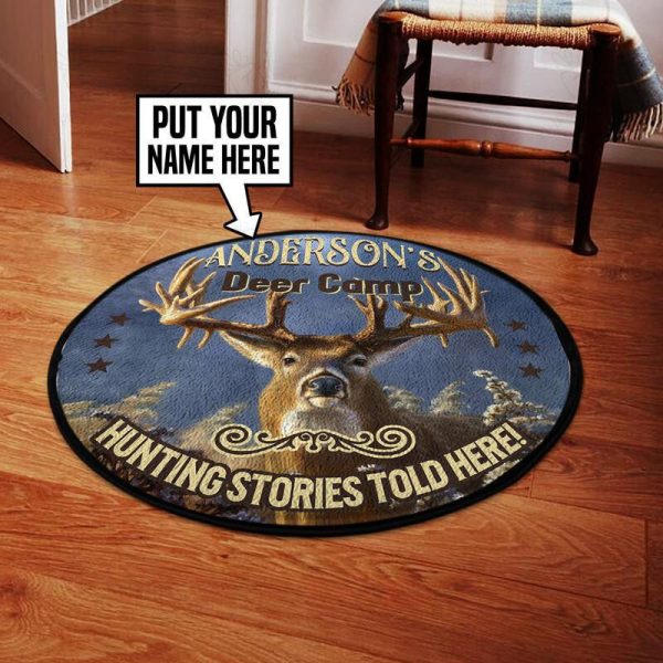 Personalized Deer Camp Hunting Stories Told Here Living Room Round Mat Circle Rug - Image 2