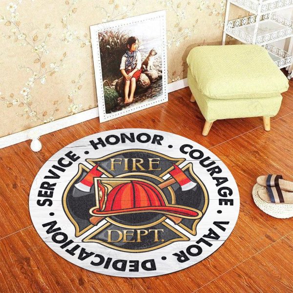 Firefighter Round Mat Round Floor Mat Room Rugs Carpet Outdoor Rug Washable Rugs - Image 3