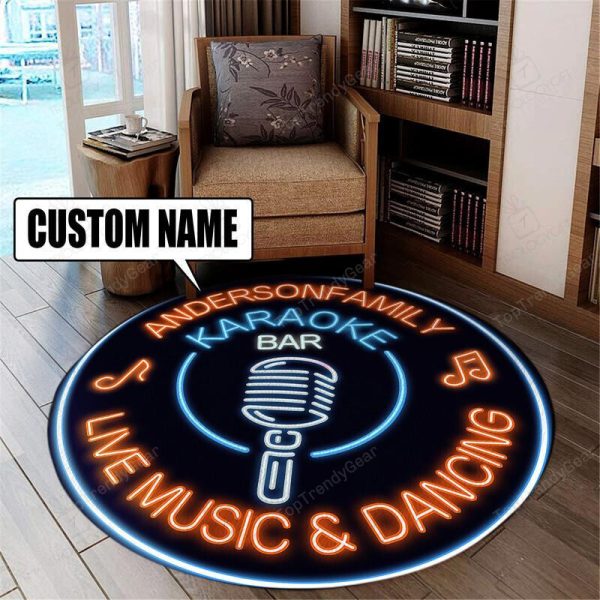 Personalized Karaoke Bar Round Mat Round Floor Mat Room Rugs Carpet Outdoor Rug Washable Rugs - Image 2