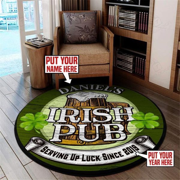 Personalized Irish Pub Round Mat Round Floor Mat Room Rugs Carpet Outdoor Rug Washable Rugs