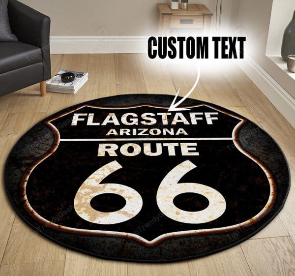 Personalized Route 66 Hot Rod Round Mat Round Floor Mat Room Rugs Carpet Outdoor Rug Washable Rugs - Image 3