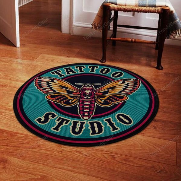 Dead Moth Tattoo Round Mat Living Room Rugs, Bedroom Rugs, Kitchen Rugs - Image 2