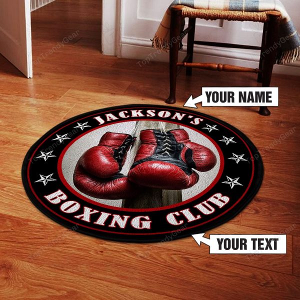 Personalized Boxing Red Gloves Round Rug, Carpet 07900 - Image 3