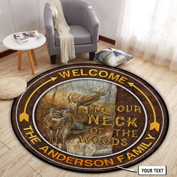 Personalized Deer Hunting Neck of the Woods Round Rug, Carpet 10404 - Image 3