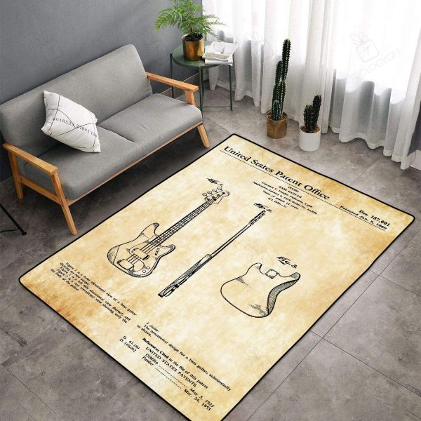 Fender Bass Guitar Patent Aak558 Rectangle Rug Decor Area Rugs For Living Room Bedroom Kitchen Rugs Home Carpet Flooring Rs013432 Print